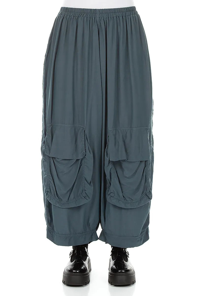 Baggy Pockets Slate Silk Bamboo Trousers