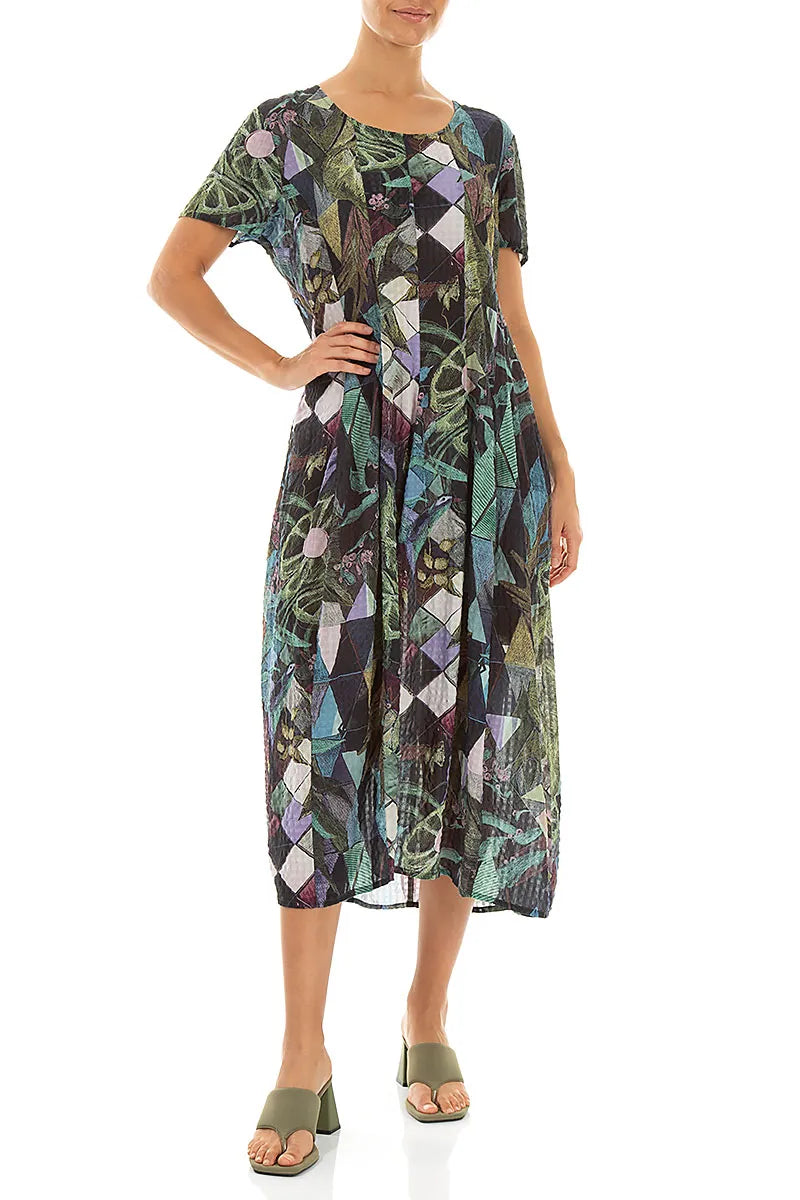 Balloon Art Mosaic Textured Silk Dress 4