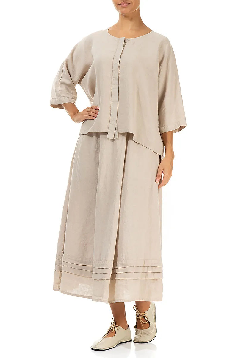 Beige Centre Placket Linen Jacket 4