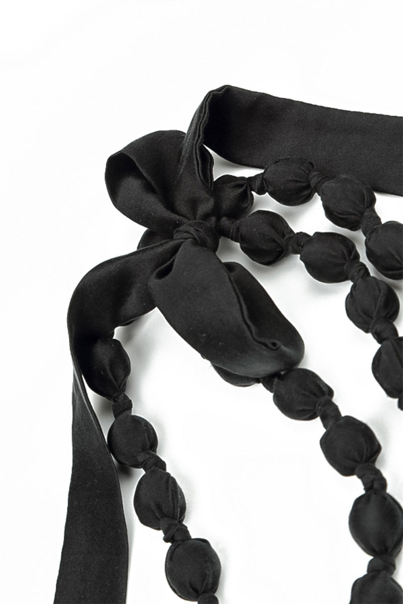 Black Silk Fine Bead Necklace 7