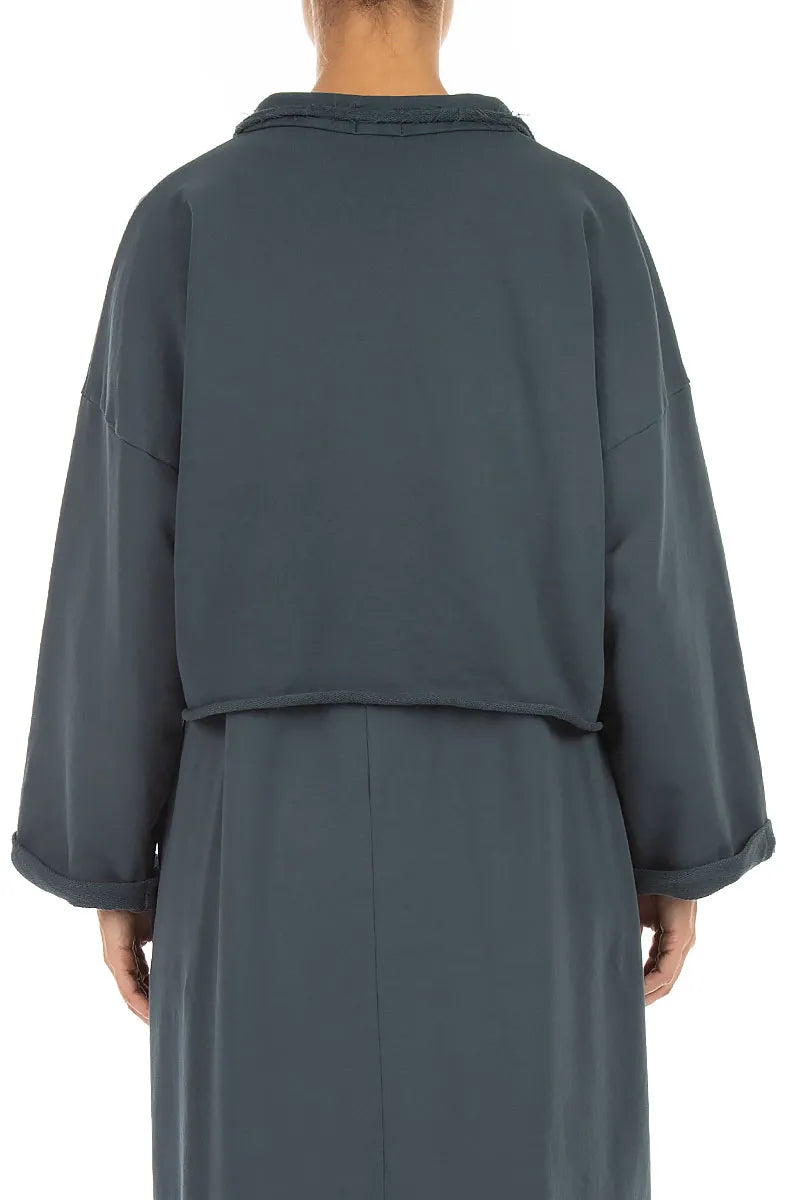 Boxy Slate French Terry Cotton Jacket