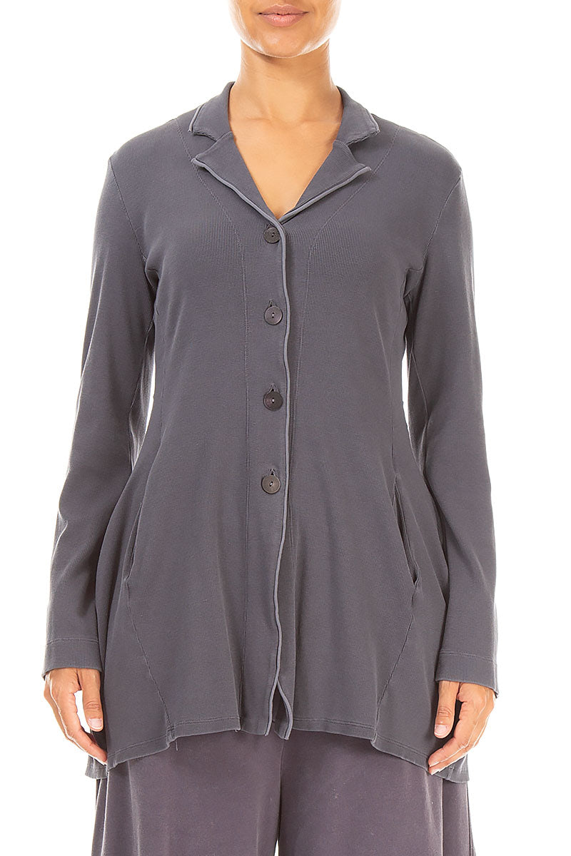 Collar Graphite Old Dye Cotton Jacket