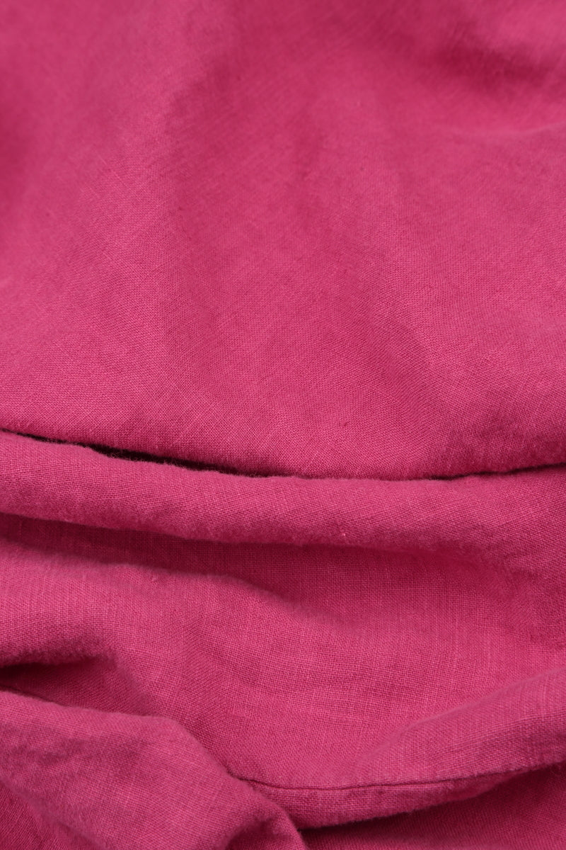 Collar Neck Fuchsia Linen Dress 5
