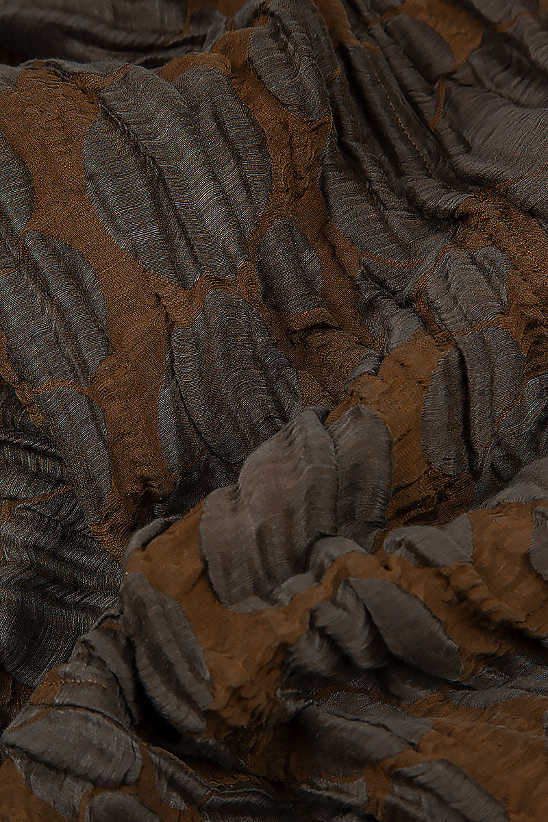 Cropped Taper Truffle Brown Circle Silk Linen Trousers