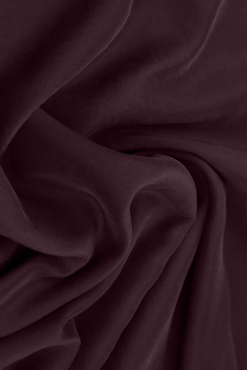 Draped Deep Plum Silk Bamboo Skirt