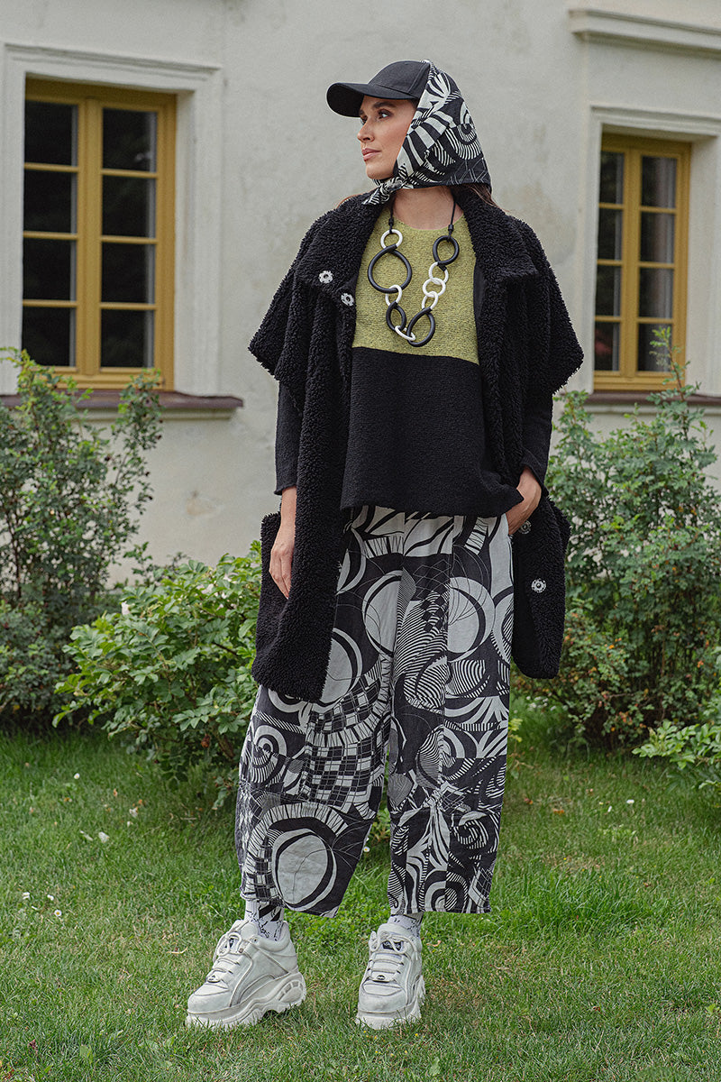 Dual Golden Lime & Black Wool Sweater