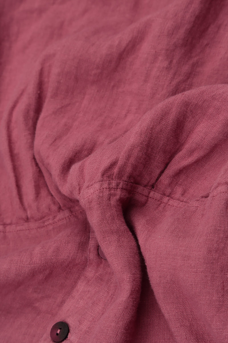 Flared Antique Ruby Linen Blouse 5