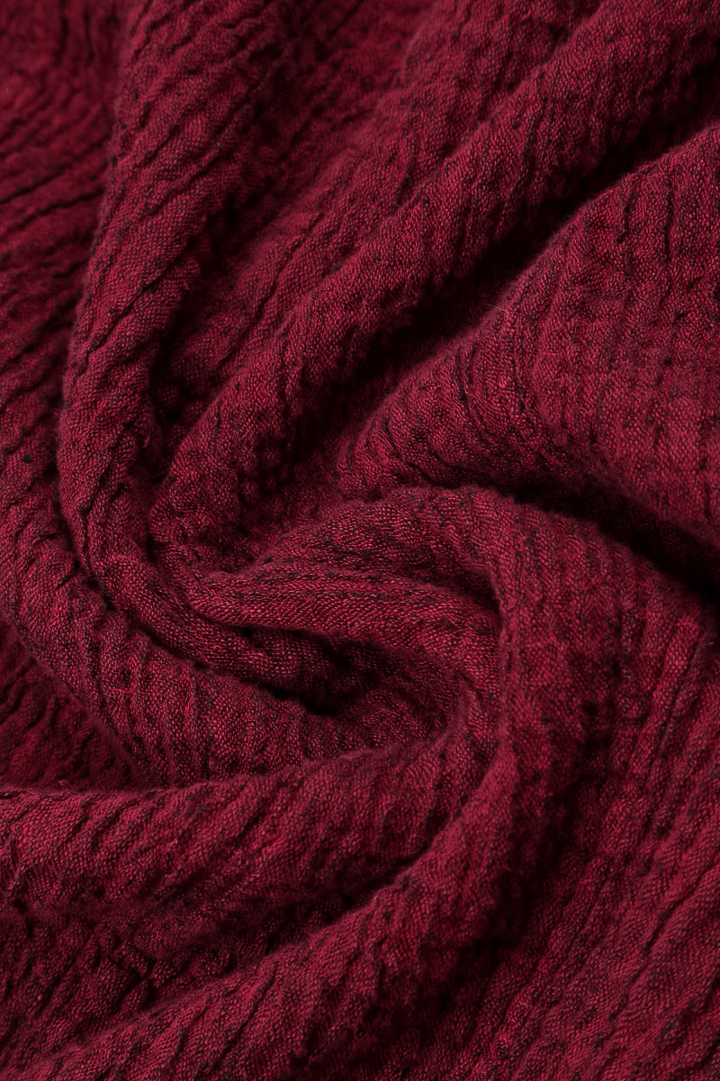 Flared Ruby Textured Linen Tunic 6