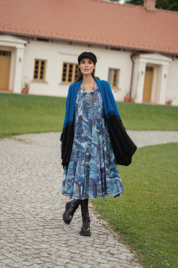Ausgestelltes Maxikleid aus Baumwolle „Reverie Blue“