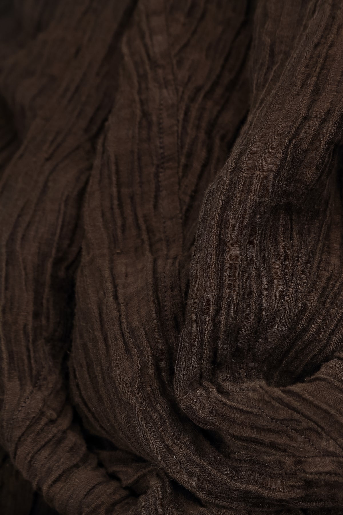 Flared Truffle Brown Crinkled Silk Skirt 5
