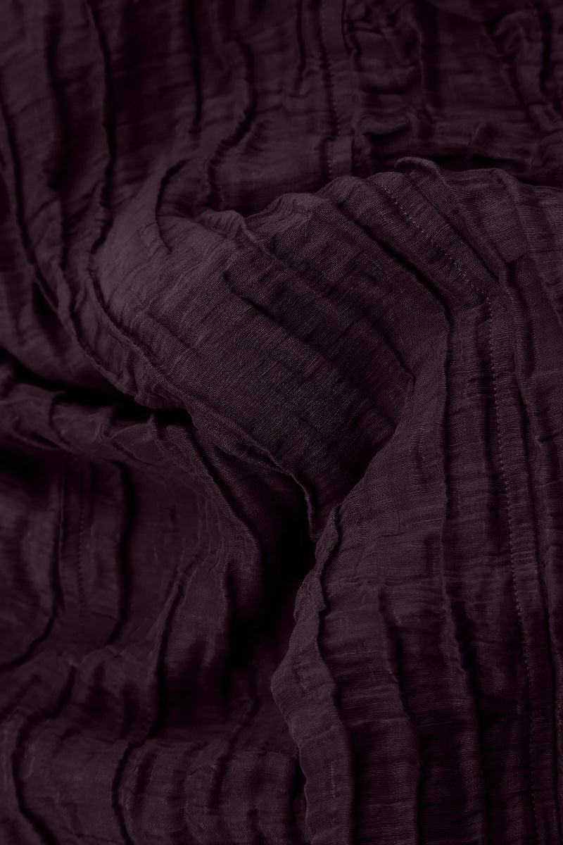 Floaty Deep Plum Crinkled Silk Linen Dress
