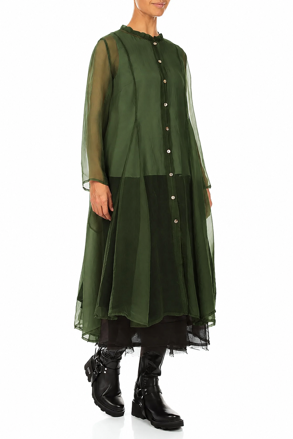 Flowing Shamrock Green Silk Chiffon Jacket