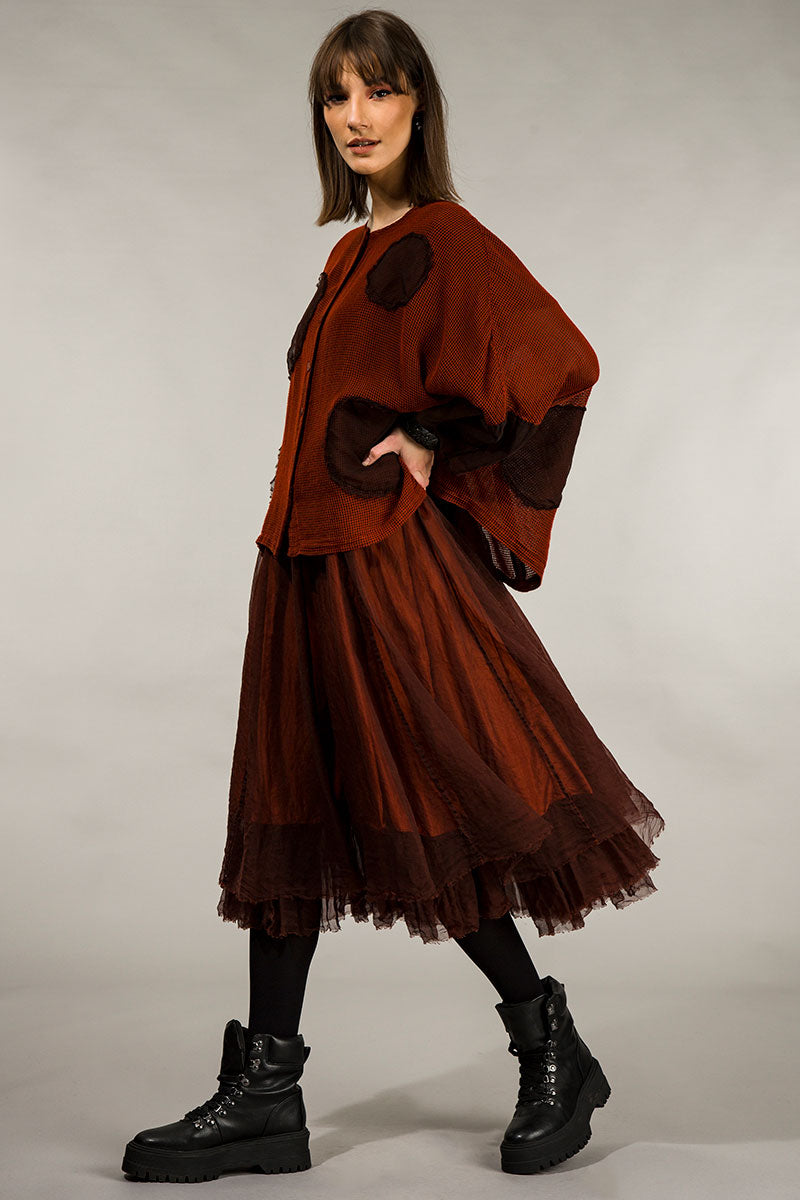 Flowy Rust Silk Chiffon Dress 6