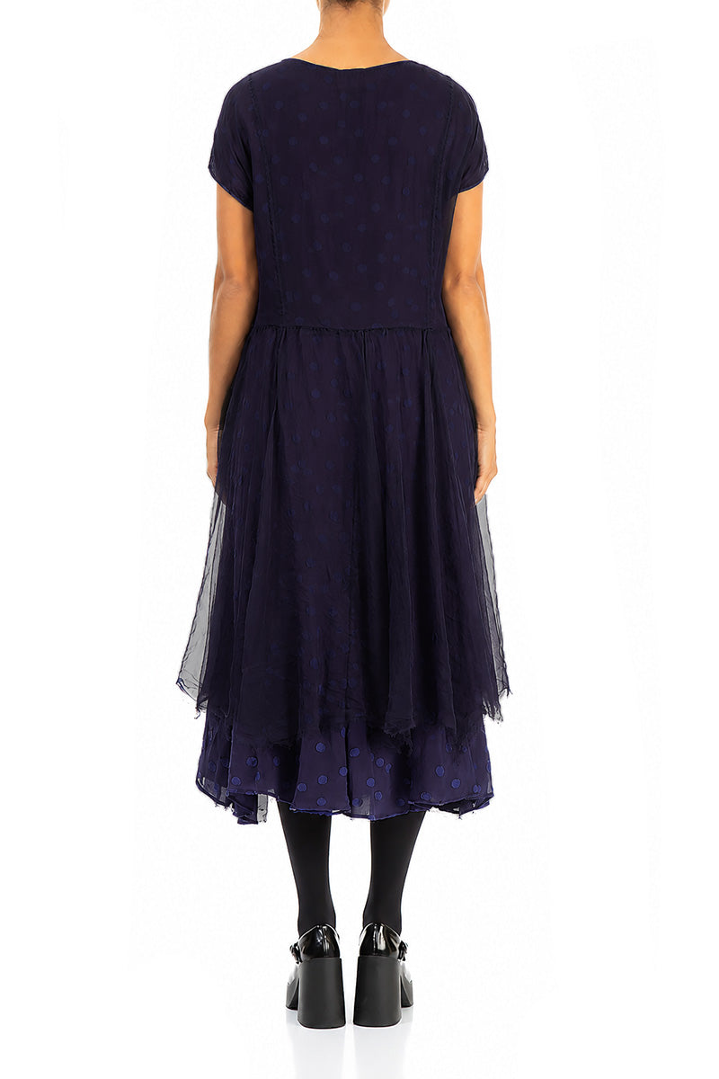 Flowy Dotty Royal Purple Silk Chiffon Dress
