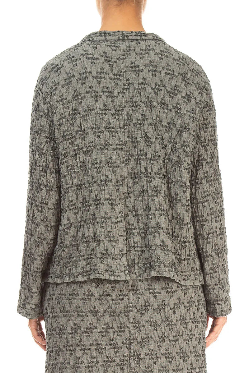 Geometric Texture Olive Grey Linen Jacket