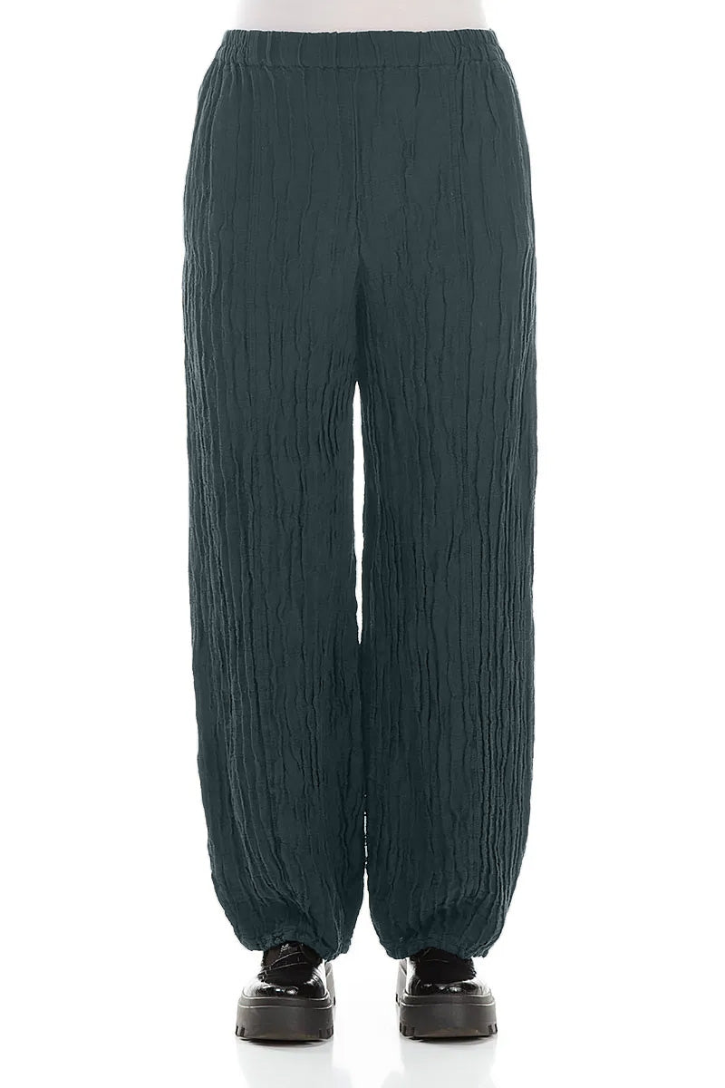 Long Slate Crinkled Trousers