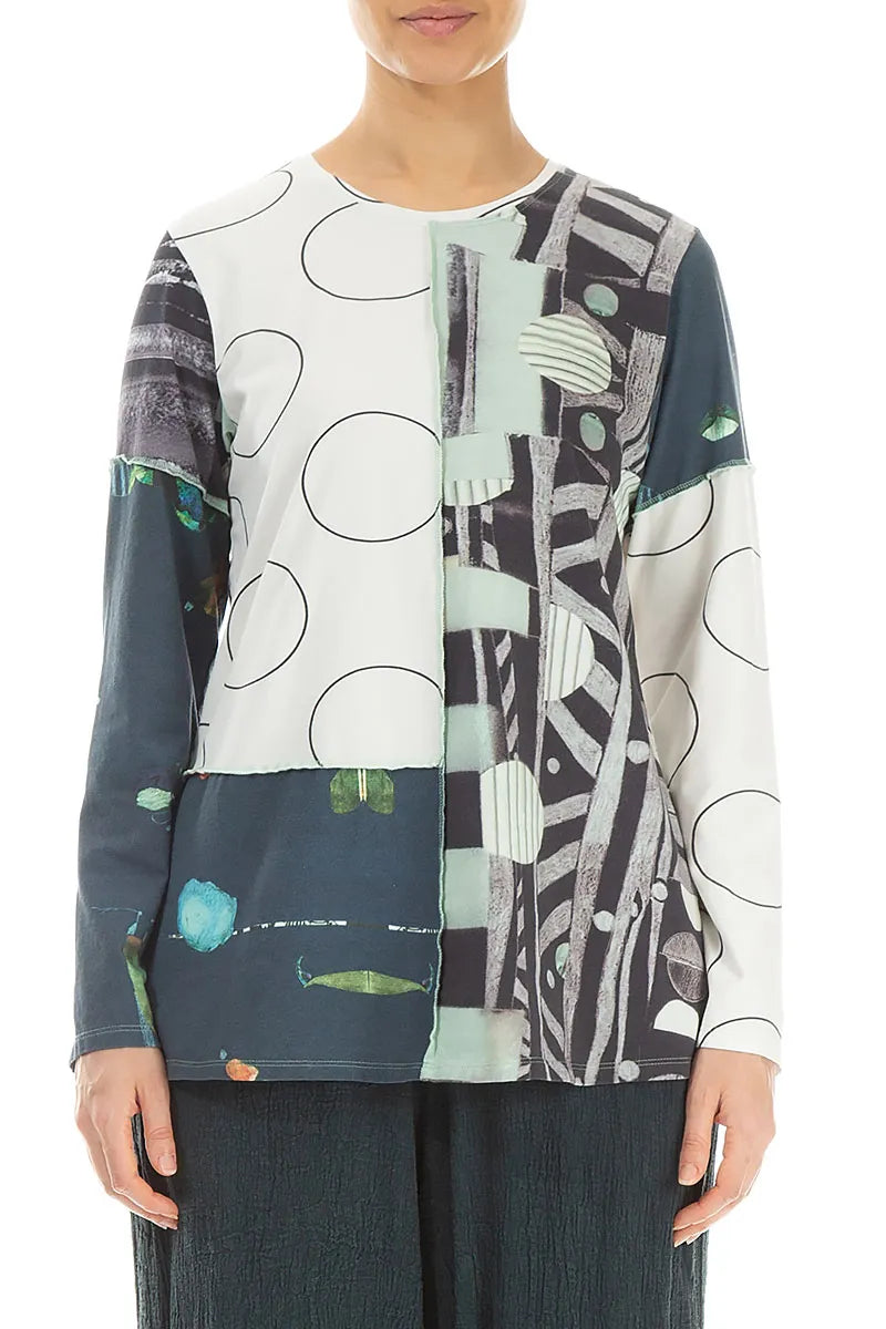 Long Sleeves Mixed Prints Cotton Blouse