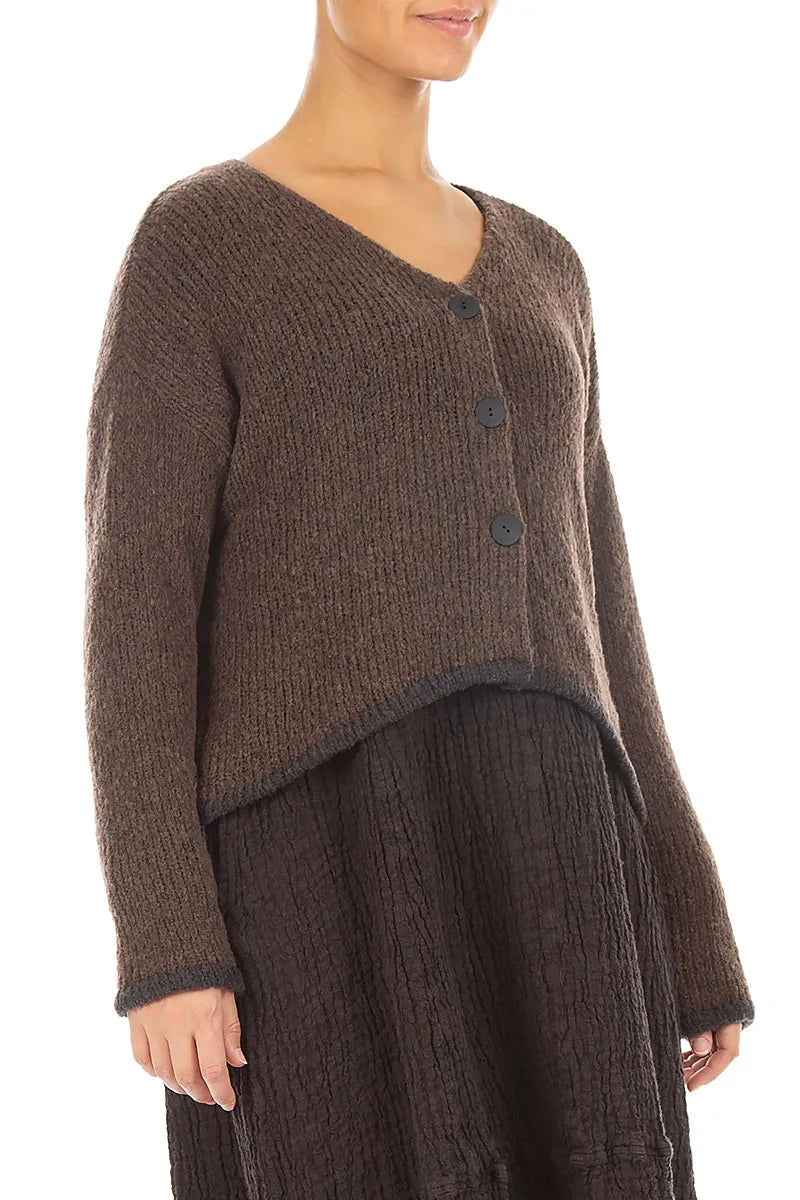 Longer Back Brown Wool Cardigan 3