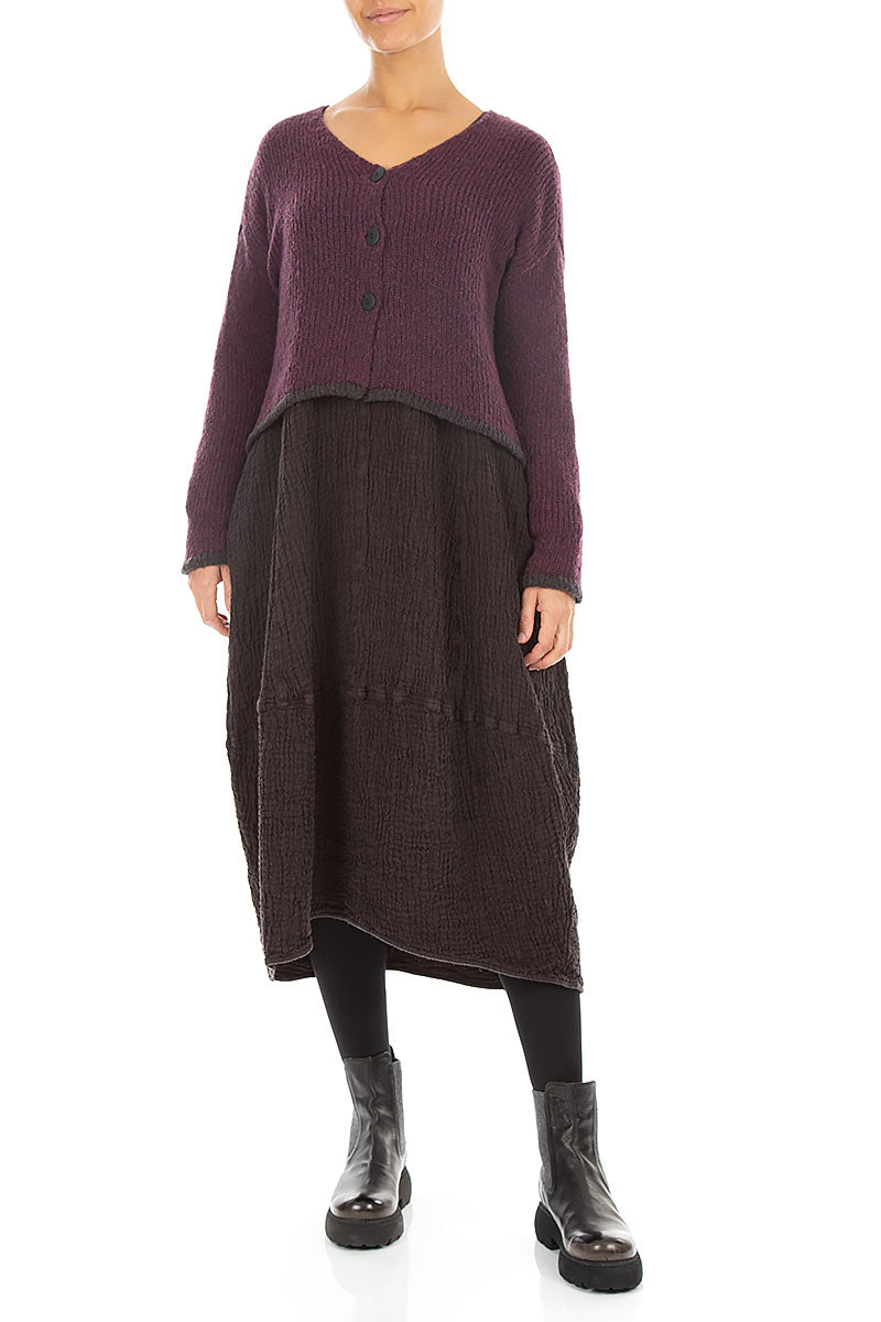 Longer Back Mulberry Wool Cardigan
