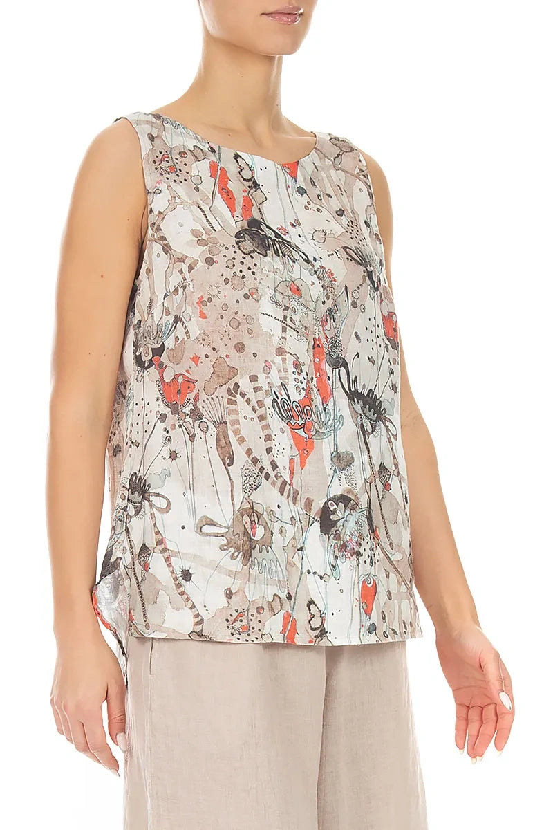 Longer Back Sleeveless Savannah Linen Top 3