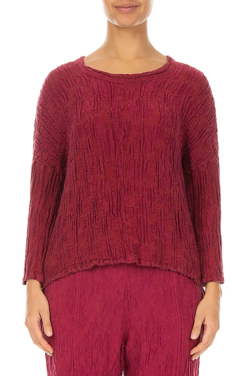 Loose Boxy Ruby Circle Silk Linen Blouse 1