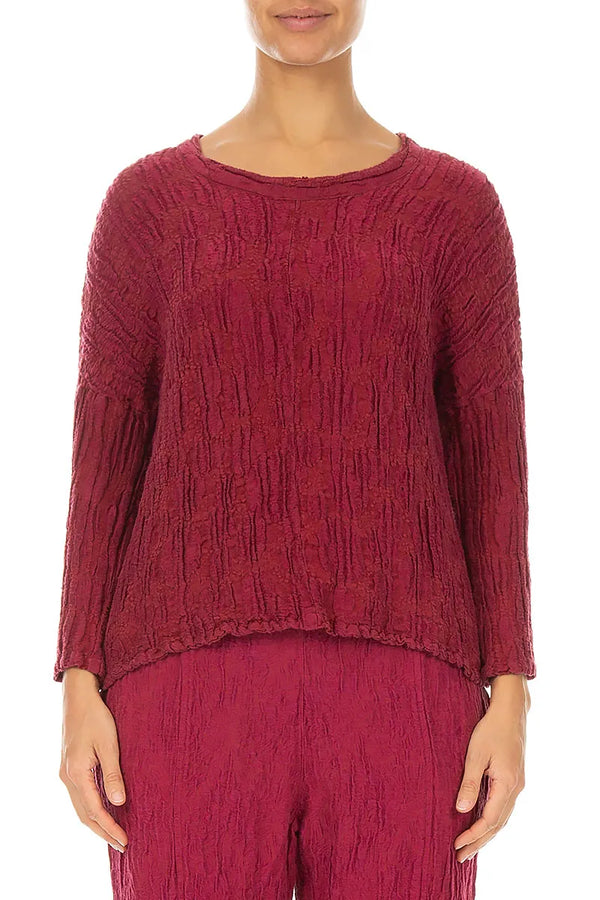 Loose Boxy Ruby Circle Silk Linen Blouse 1
