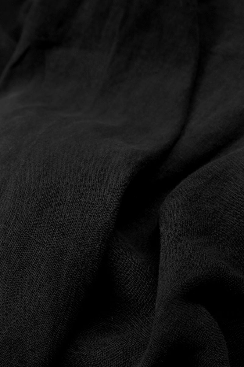 Loose Cropped Black Linen Trousers 4