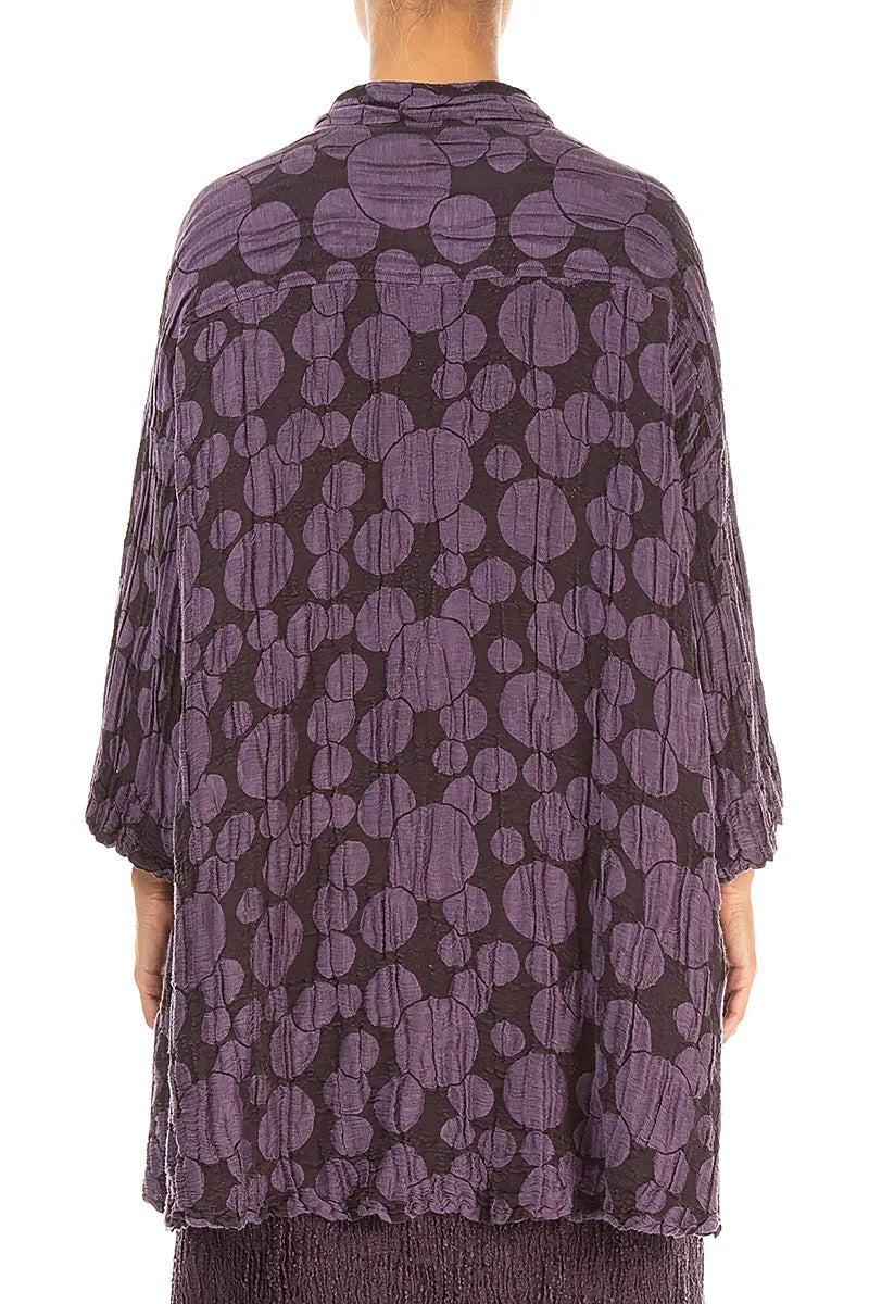 Loose Deep Plum Circle Silk Linen Shirt