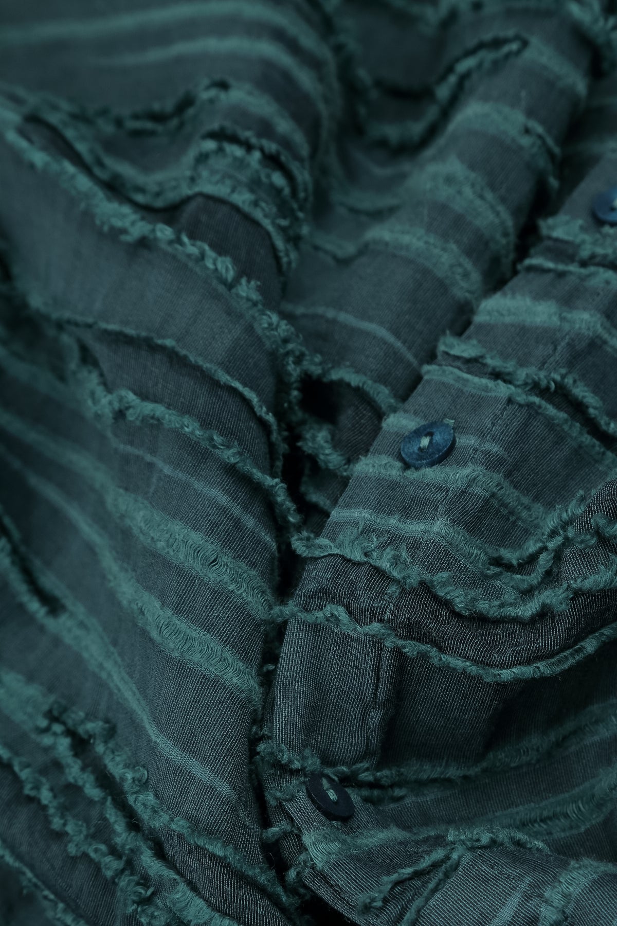 Loose Deep Turquoise Fray Weave Shirt 6