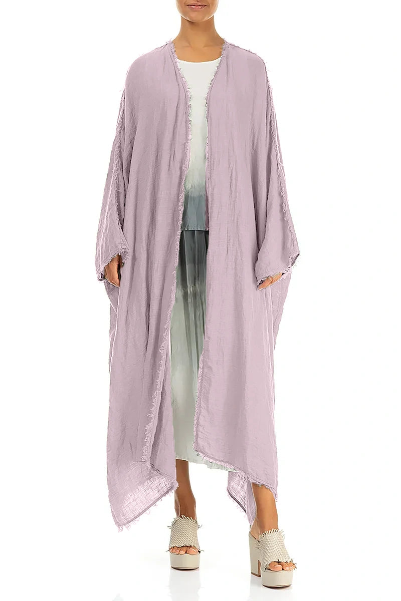 Oversized Raw Edge Lilac Gauze Linen Jacket 3