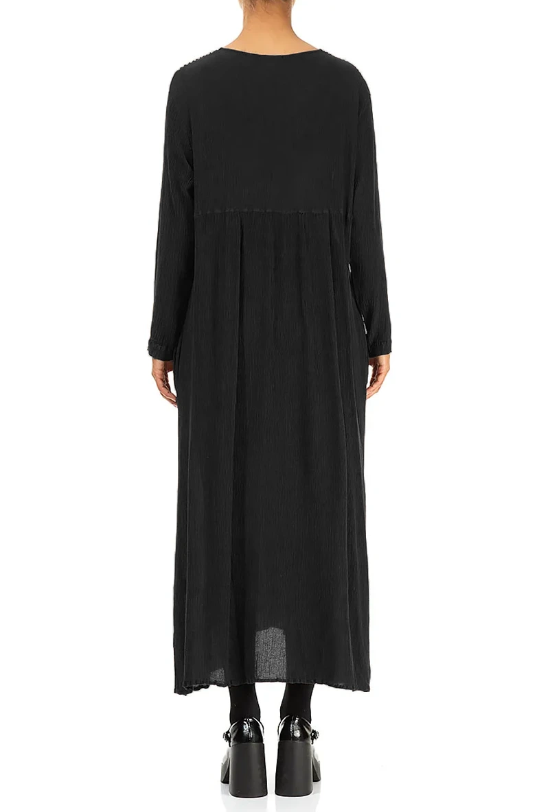 Romantic Black Silk Viscose Dress
