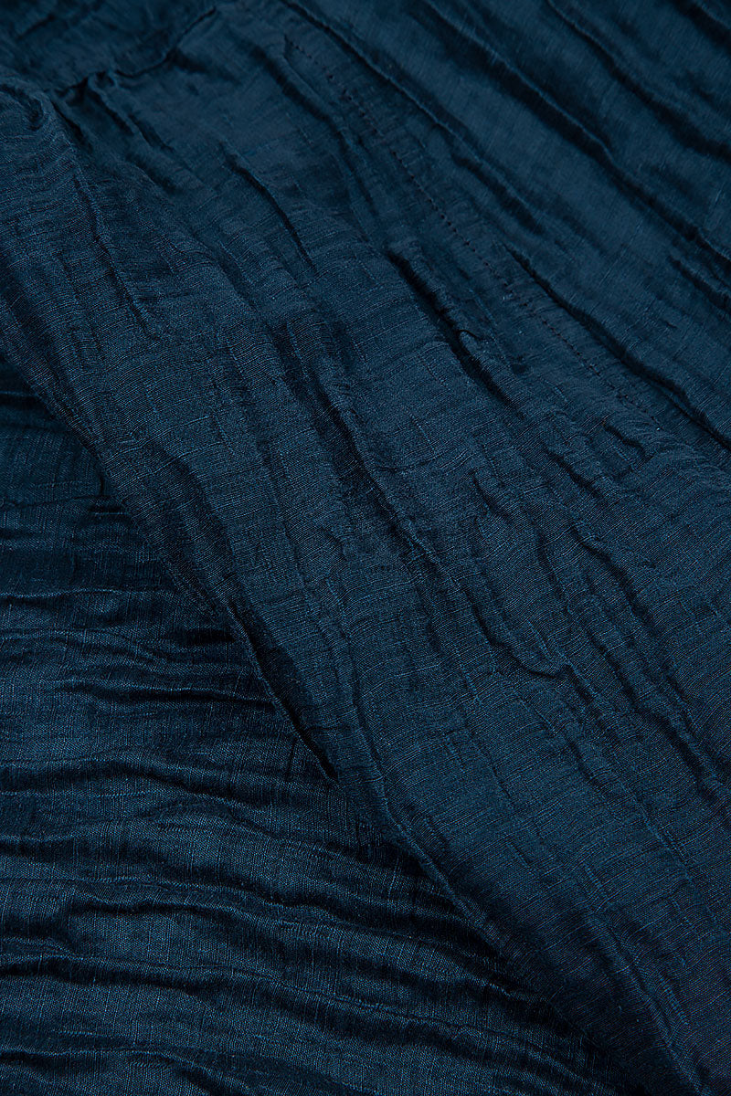Longer Back Navy Crinkled Silk Tunic 5