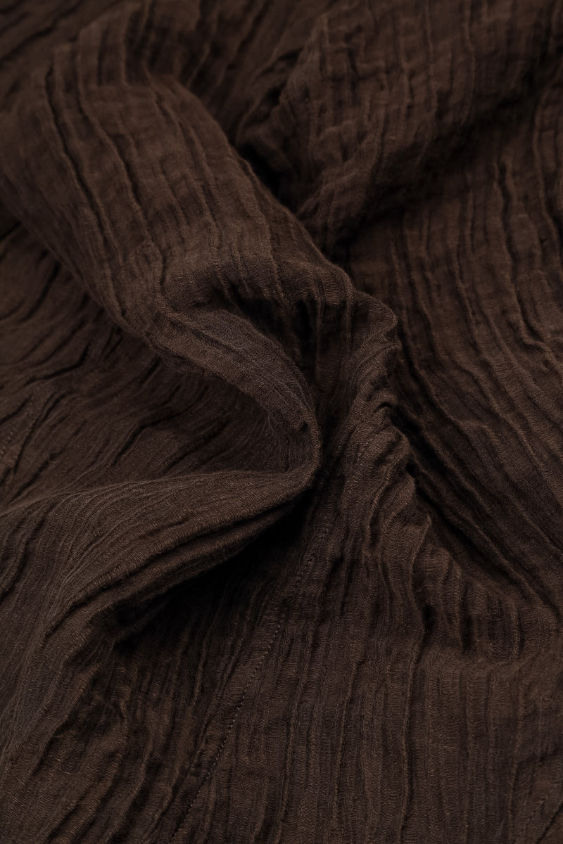Romantic Crinkled Truffle Brown Silk Dress