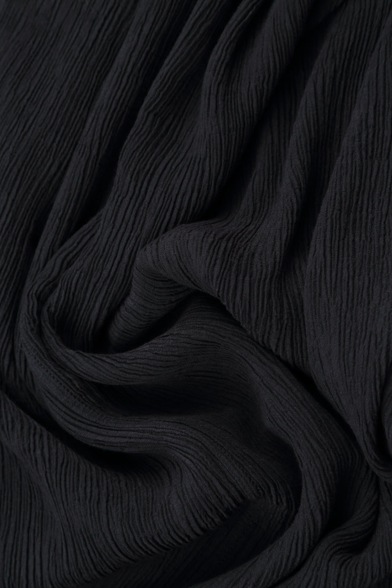 Short Sleeves Flared Black Silk Viscose Dress 5