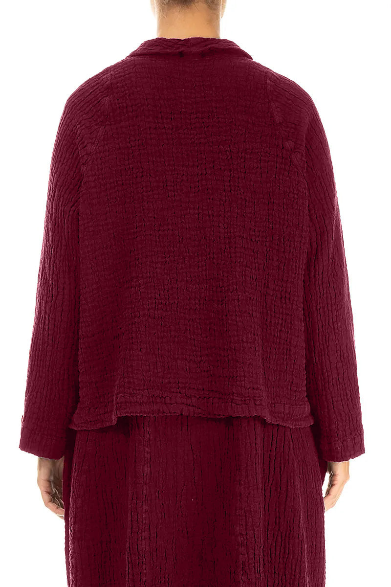 Single Button Ruby Textured Linen Jacket 2