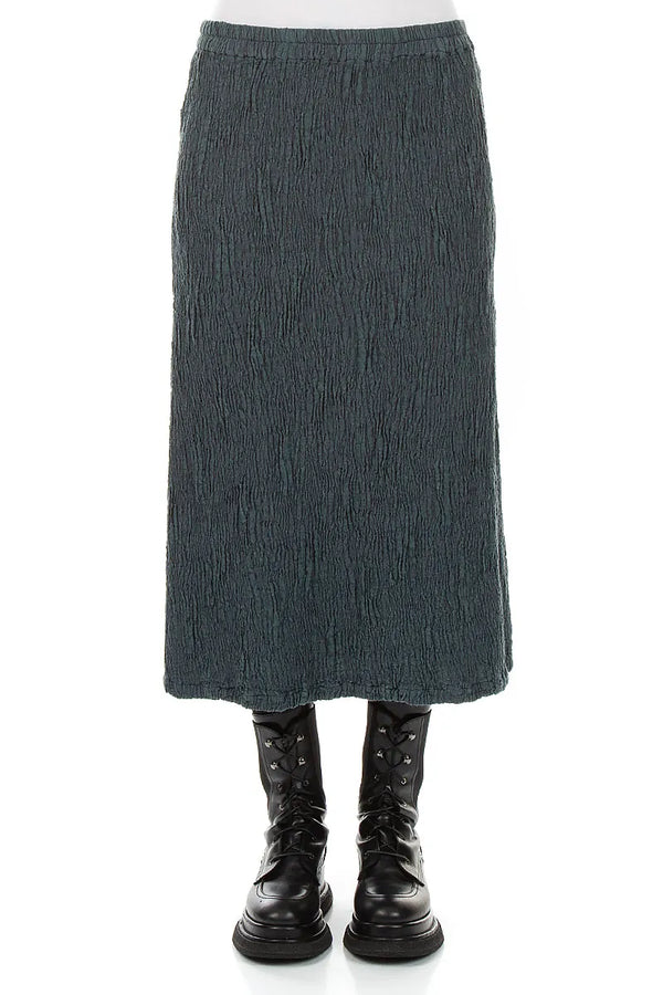 Slate Textured Silk Linen Pencil Skirt