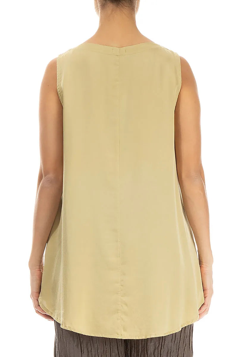Sleeveless Laurel Green Silk Top