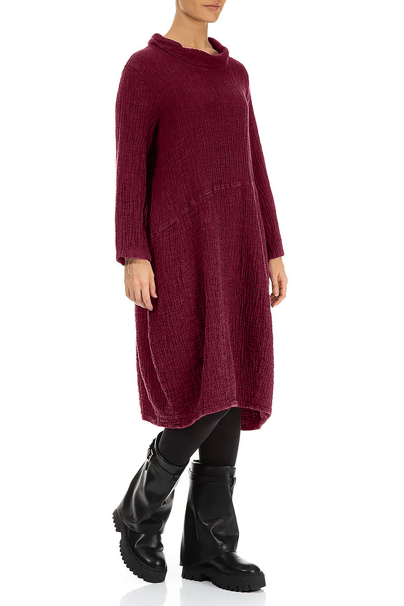 Soft Cowl Ruby Textured Linen Dress 3