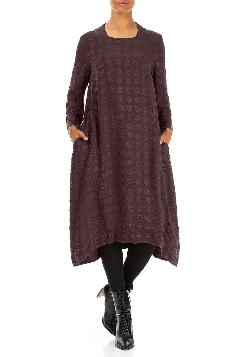 Square Neck Deep Plum Bubble Silk Dress