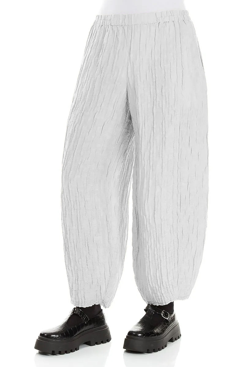 Taper Pearl Grey Crinkled Trousers