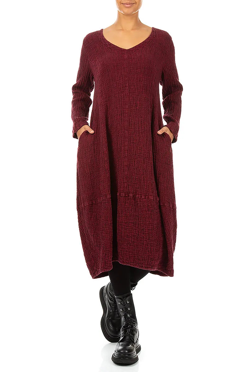 V-Neck Ruby Textured Linen Dress 5
