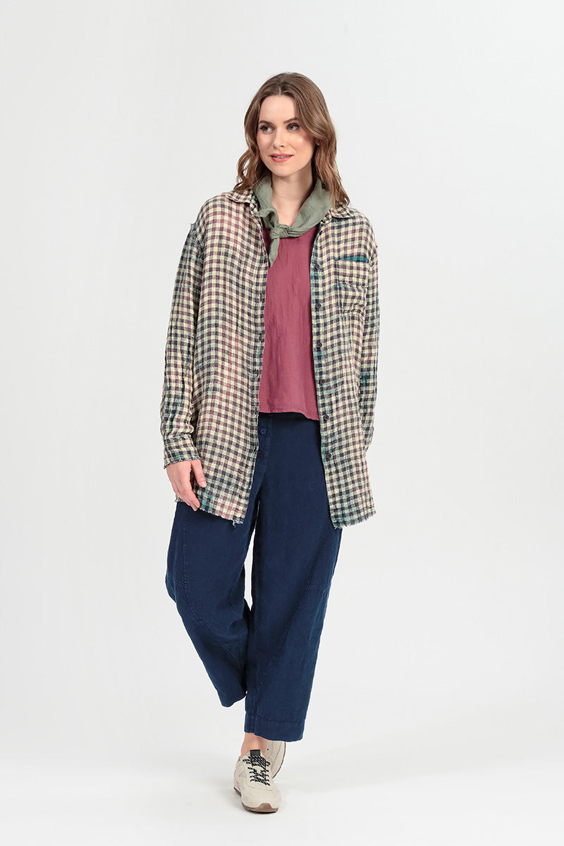 Watercolour Check Linen Shirt 8