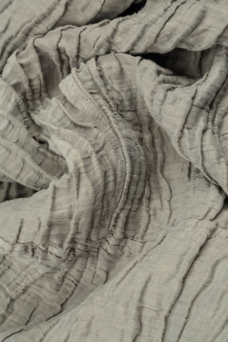 A-Line Olive Grey Crinkled Silk Linen Dress 5