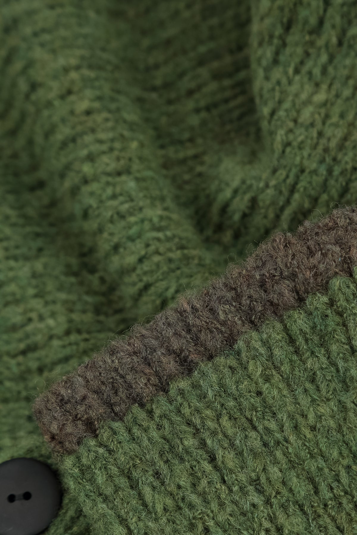 Longer Back Dark Sage Wool Cardigan