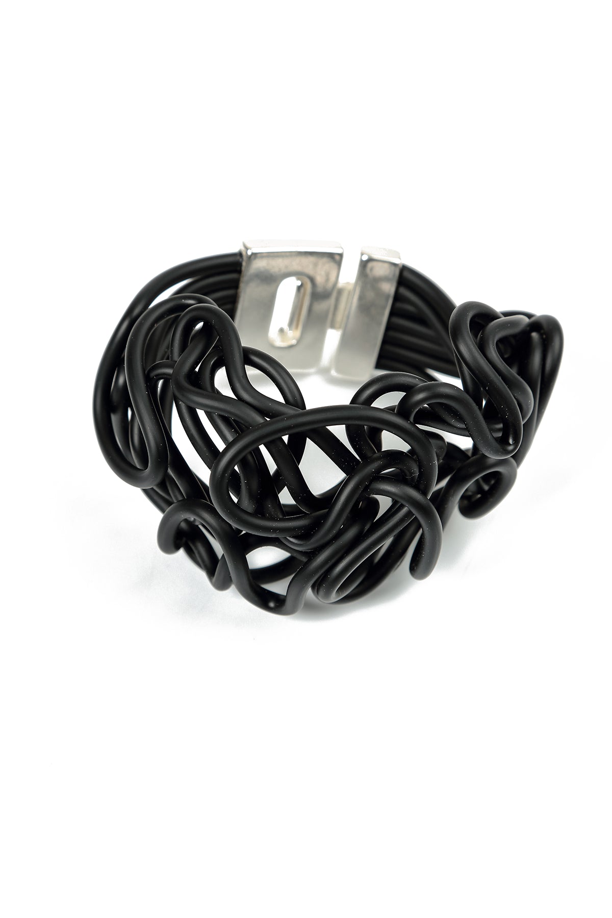 Abstract Bend Black Rubber Bracelet 5