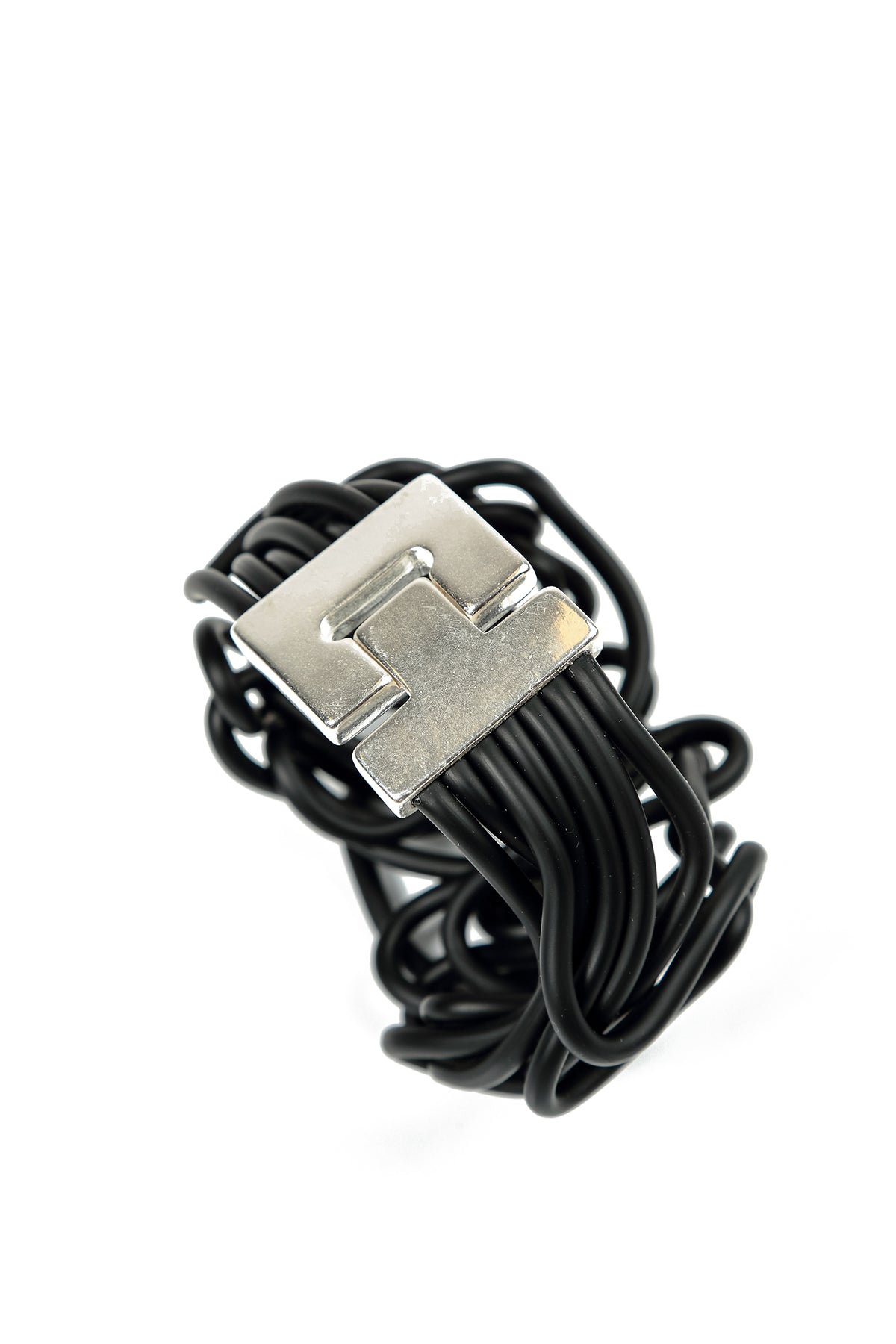 Abstract Bend Black Rubber Bracelet 6