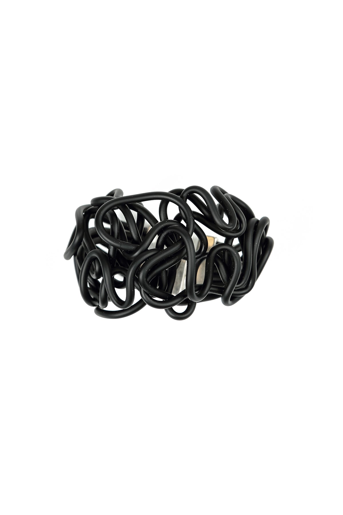 Abstract Bend Black Rubber Bracelet 3