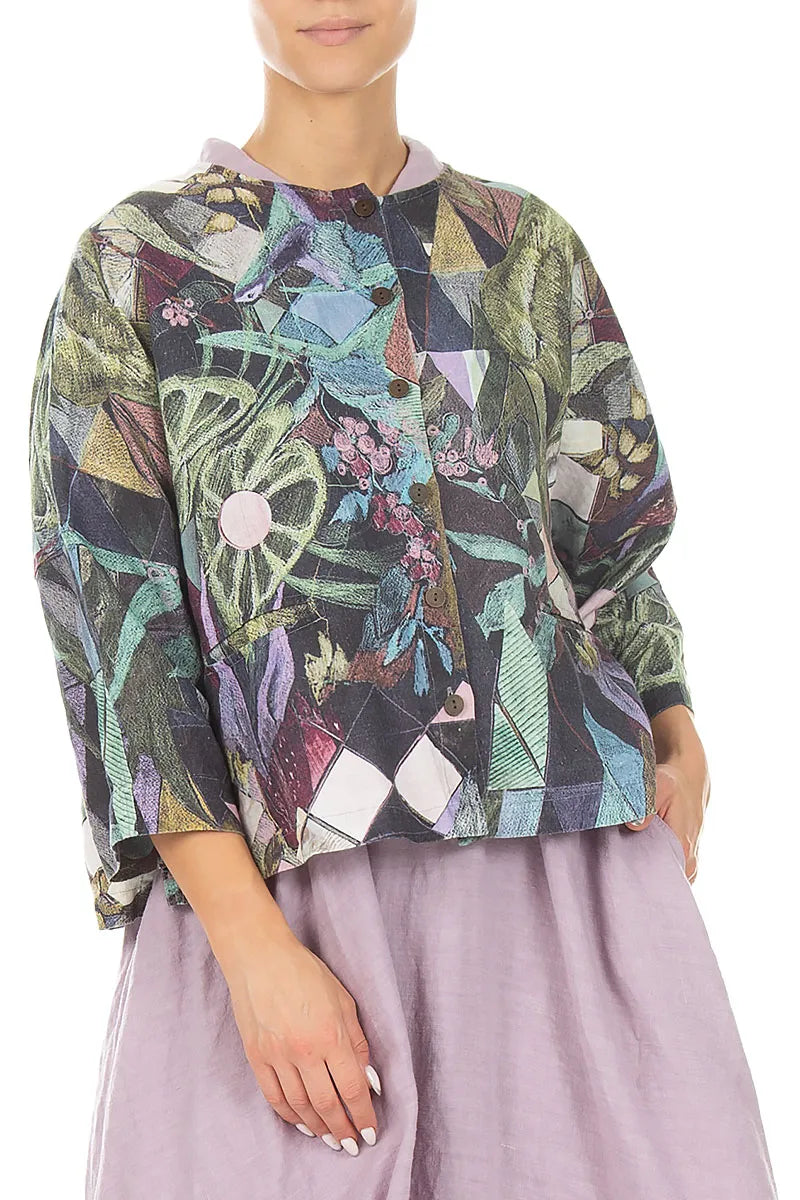 Art Mosaic Linen Jacket Blouse 3