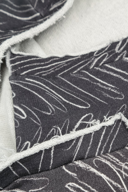 Asymmetric Feather Grey French Terry Cotton Blouse