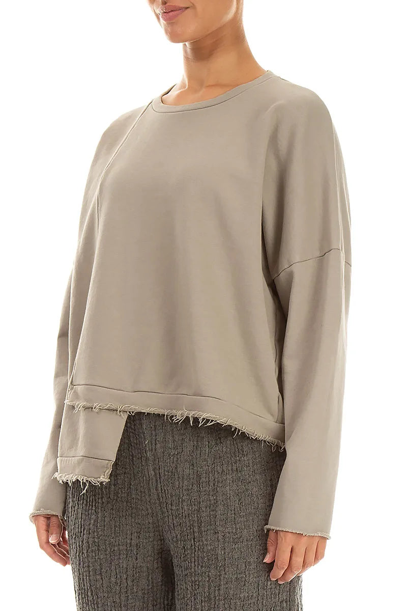 Asymmetric Olive French Terry Cotton Blouse